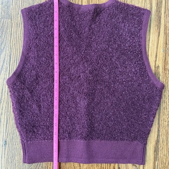 Liz Claiborne Deep Plum Textured V-Neck Button Sweater Vest - Picture 4 of 6